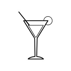 Outline of a cocktail glass on transparent background