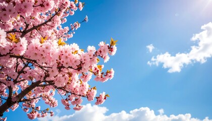 Spring blossoms against a vibrant sky