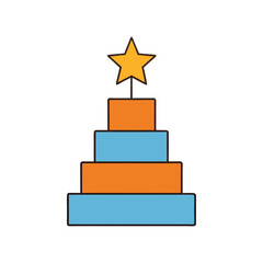 Stacked Christmas Gift Boxes with Star Topper Holiday Present Vector illustration