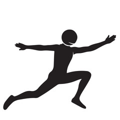 Dynamic Black Silhouette of a Person Exercising in an Athletic Pose