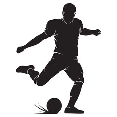 Soccer Player Kicking Ball Silhouette in Dynamic Action