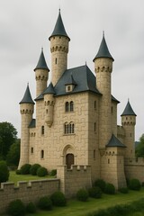 Fototapeta premium Fairytale puzzle castle design background