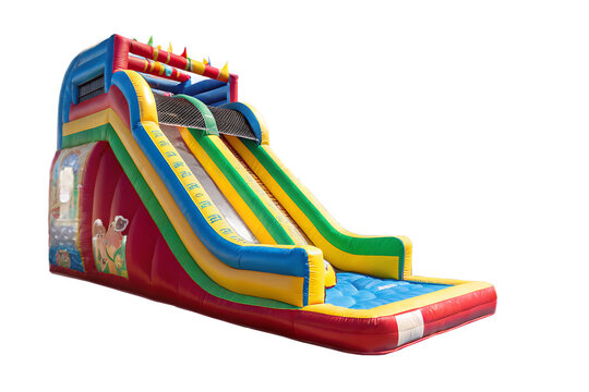 Inflatable Kids Slide Rental Fun Safe and Colorful for Parties isolated On Transparent Background