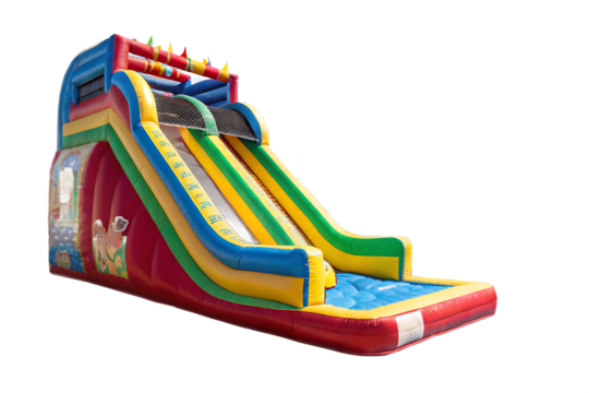 Inflatable Kids Slide Rental Fun Safe and Colorful for Parties isolated On Transparent Background