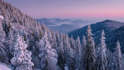 Snowy mountain peaks at dawn (2)