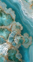 Teal and gold marble texture