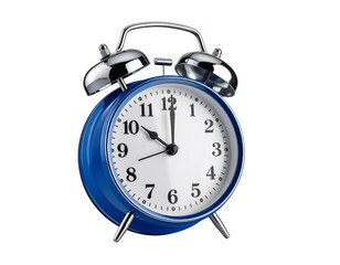 Vintage Blue Twin-Bell Alarm Clock PNG