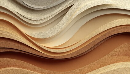Abstract wavy layers of beige and brown tones