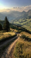 Winding mountain road at sunset