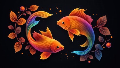 Colorful Fish Zodiac Illustration