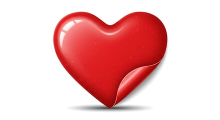 Obraz premium Red heart sticker isolated on white background