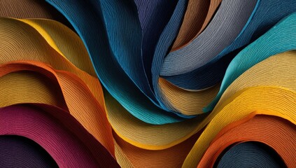 Abstract swirl of curved, multicolored strips