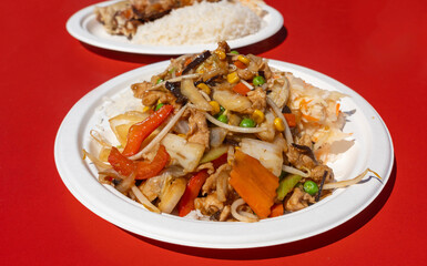 Udon Street Food, Chinese Fried Noodles, Beef Spaghetti with Vegetables, Asian Pasta