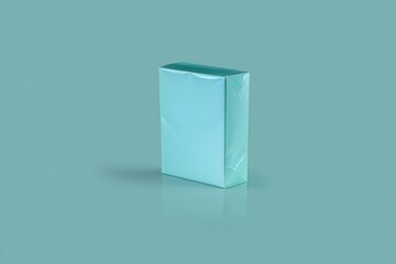 A single translucent rectangular prism on a teal background