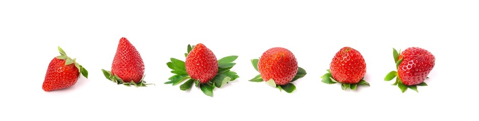 Fresh strawberry pile isolated, whole ripe straw berries, red juicy imperfect strawberri