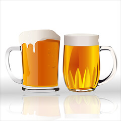 Beer advertising background with colored glasses and reflections