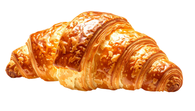 Golden croissant showing delicious flaky texture