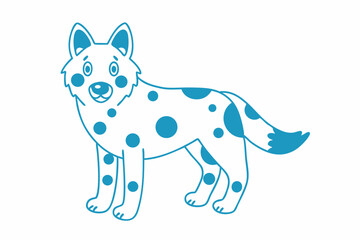 Isolated teal dingo outline stands with spotted markings against a clean white backdrop