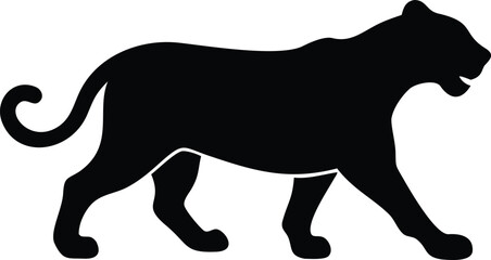 Silhouette of a Black Panther Walking Calmly and Serenely with Grace and Power