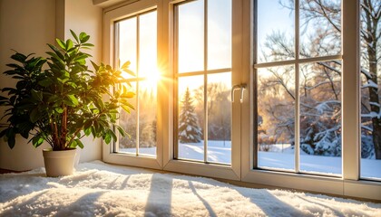 Winter sun streams through window