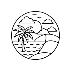 Hand Drawn Palm Tree Silhouette Tropical Beach Vector Art