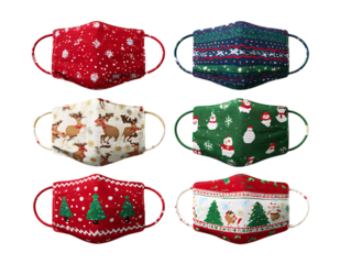 Festive face masks with holiday prints
