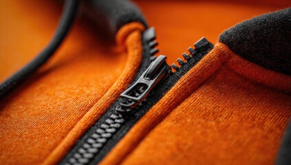 Close-up of an orange hoodie zipper (1)