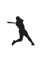 Baseball Player Silhouette | Batter Swinging Bat | Sports Vector Illustration