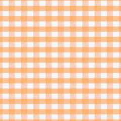 Mantel de tela a cuadros naranja y blanco para picnic. Tejido de diseño a cuadros chicos.