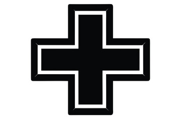 medical cross silhouette vector icon