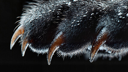 Close-up cat claws, veterinary blogs, groomer's procedure,  Groomer's procedure focusing on cat claws with detailed close-up view