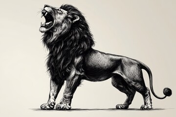 Lion roaring in a dramatic graphic design illustrating strength and majesty