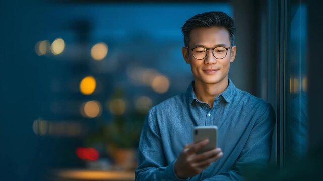 Entrepreneur watching recorded e-learning modules on smartphone, flexible remote lifestyle