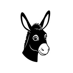Charming cartoon donkey head face animal pet barn farm barnyard livestock mammal isolated on white background Vector Illustration