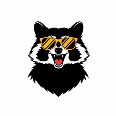 Cool raccoon wearing sunglasses and smiling for a fun wild animal graphic isolated on white background Vector Illustration