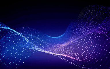 Dynamic Abstract Wave Pattern with Colorful Dots for Tech Background