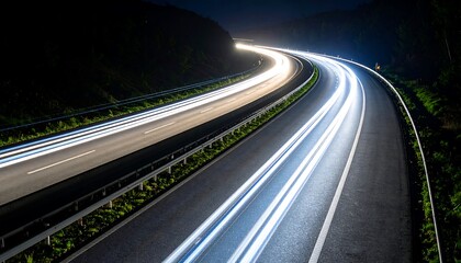 Winding highway at night