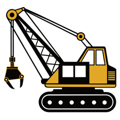 creative details Dragline excavator machine Vector Illustration