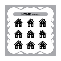 A Collection of Home Icons Displayed on a Grey Decorative Background Perfect for Real Estate Projects