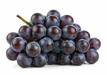 Bunch of fresh dark grapes on a white background