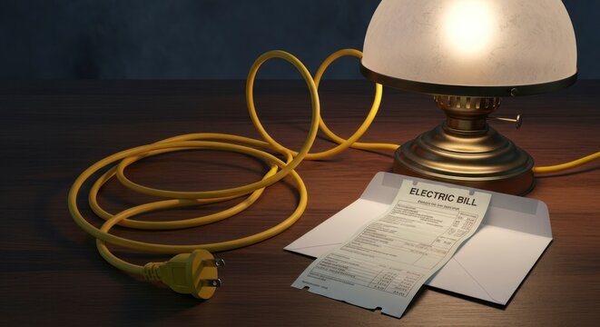 The Price of Illumination - A Stark Look at a High Electric Bill Under Lamplight.