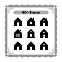 Fototapeta premium Home Icon Set in Decorative Frame Illustrating Real Estate and Property Concepts