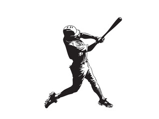 Fototapeta premium Baseball Player Silhouette | Batter Swinging Bat | Sports Vector Illustration