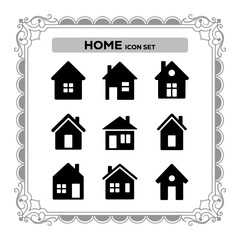 Fototapeta premium A Collection of Home Icons Displayed on a Grey Decorative Background Perfect for Real Estate Projects