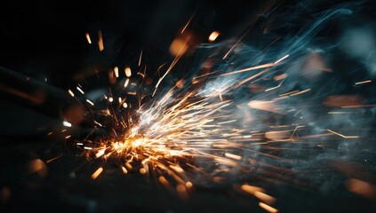 Sparks and smoke from metalworking