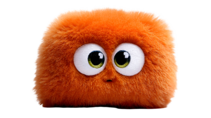 Cute Fluffy Orange Creature with Big Expressive Eyes