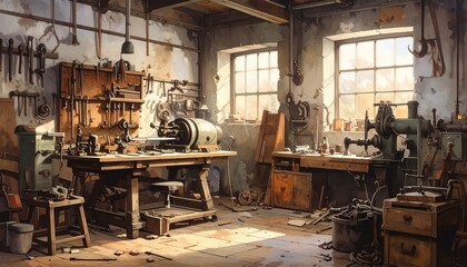 interior of an old workshop