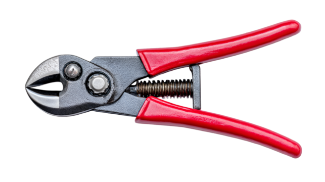 Professional Wire Cutters with Red Handles and Metal Jaws - Powered by Adobe