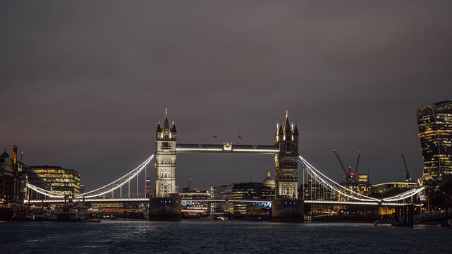 London Tower Bridge at Night with Illumination - Powered by Adobe