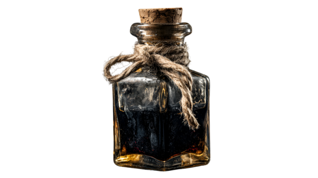 Vintage Glass Potion Bottle with Cork and Twine Detail